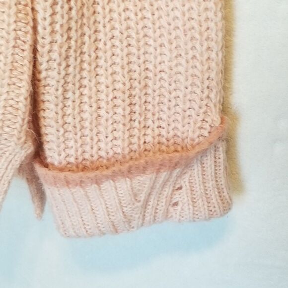 JOIE M Sweater Nebi Marled Alpaca Wool Blend Pink V-Neck Oversized Chunky Preppy - Picture 2 of 8